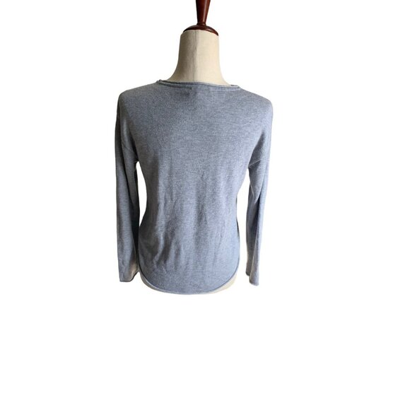 Rachel Zoe Pullover Sweater Cashmere Blend Gray Small Block Letters 'BLESSED' - Picture 3 of 7